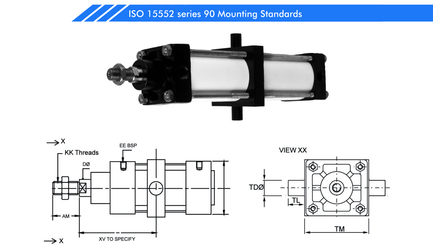 Series 90 ISO 15552 Pneumatic Cylinders