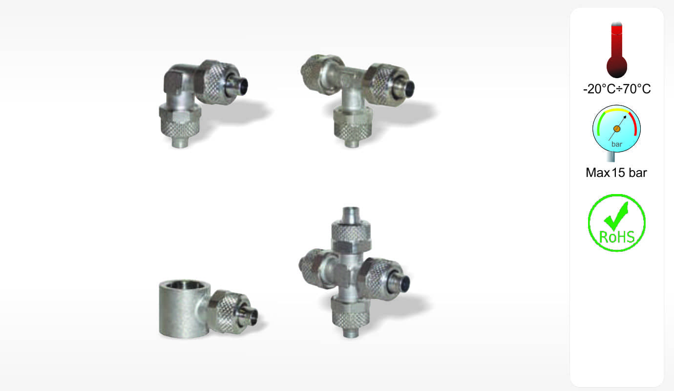 MC Line Brass Nickel Plated Push on Fittings
